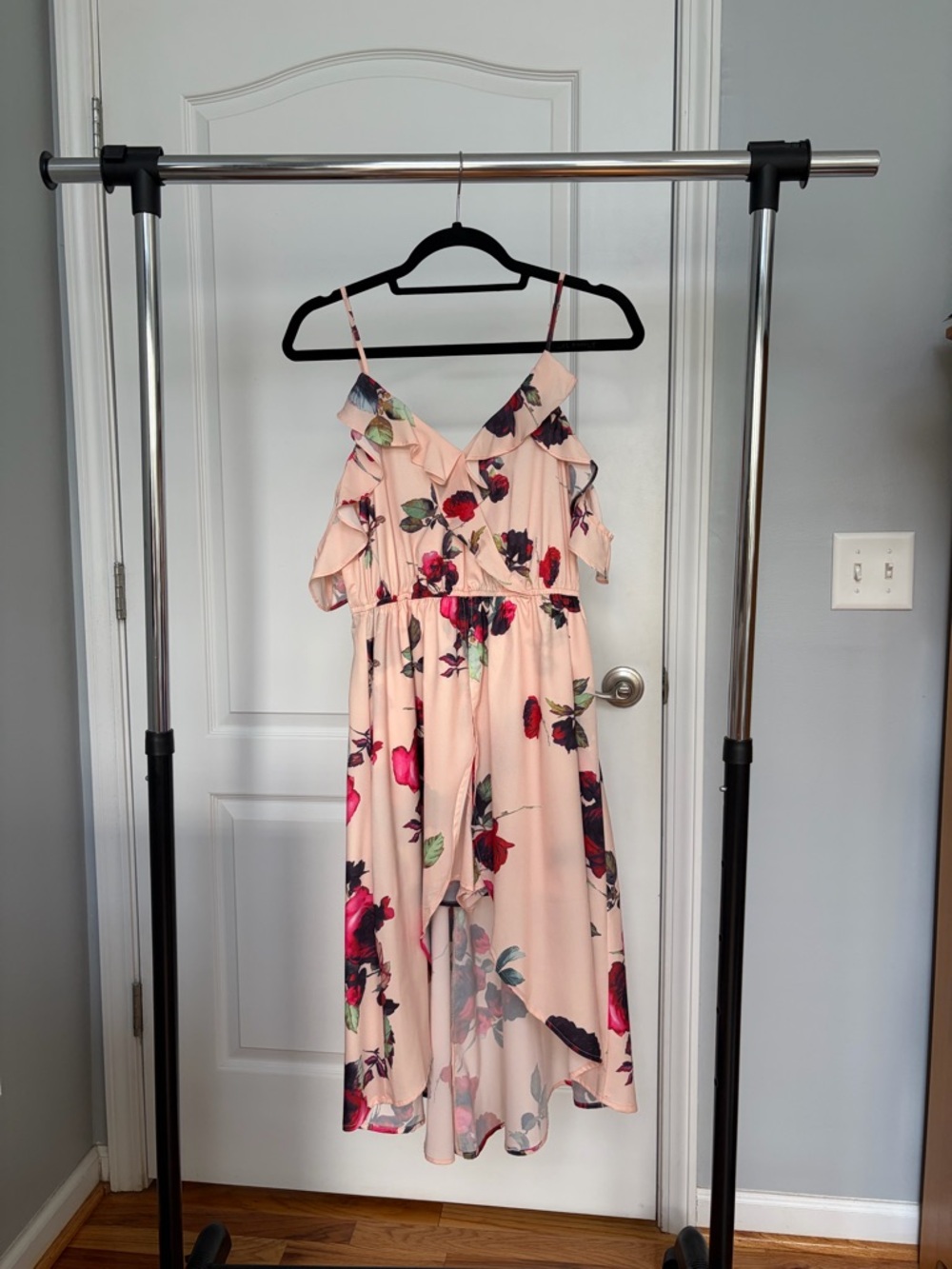 fab'rik Pink Floral Cold-Shoulder Romper